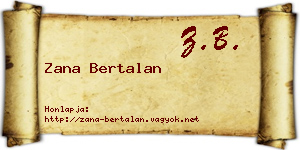 Zana Bertalan névjegykártya